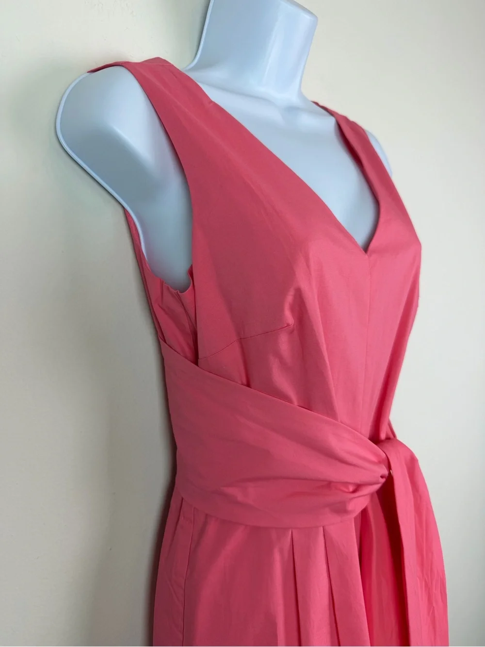 NWT J. Crew Wrap-Tie Jumpsuit in Stretch Poplin Bright Coral Size 4
